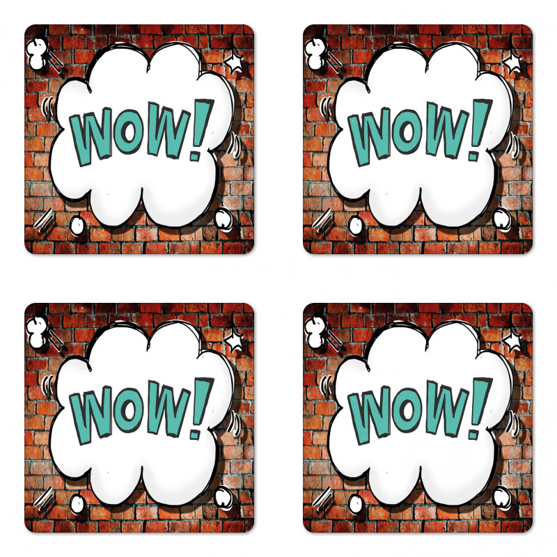 Words Cracked Brick Wall Coaster Set Of Four