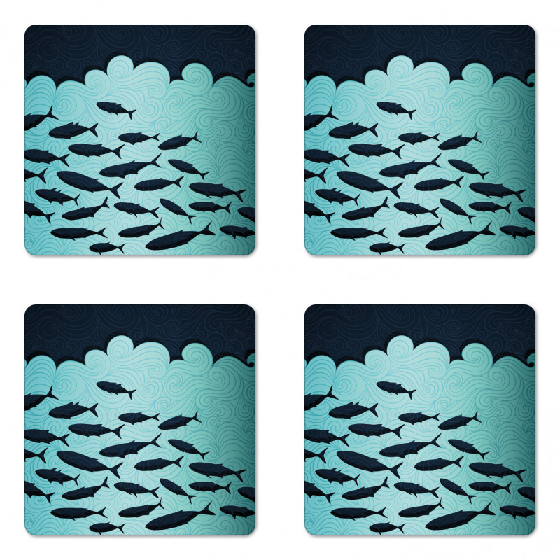 Surreal Ocean Life Theme Coaster Set Of Four