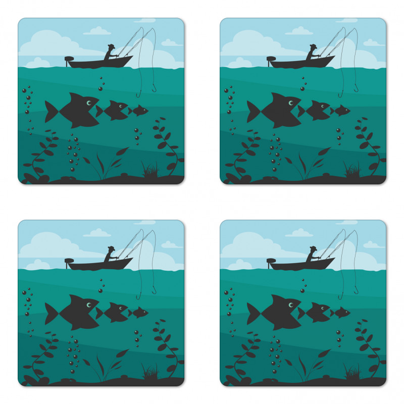 Fishing on Boat Nautical Coaster Set Of Four