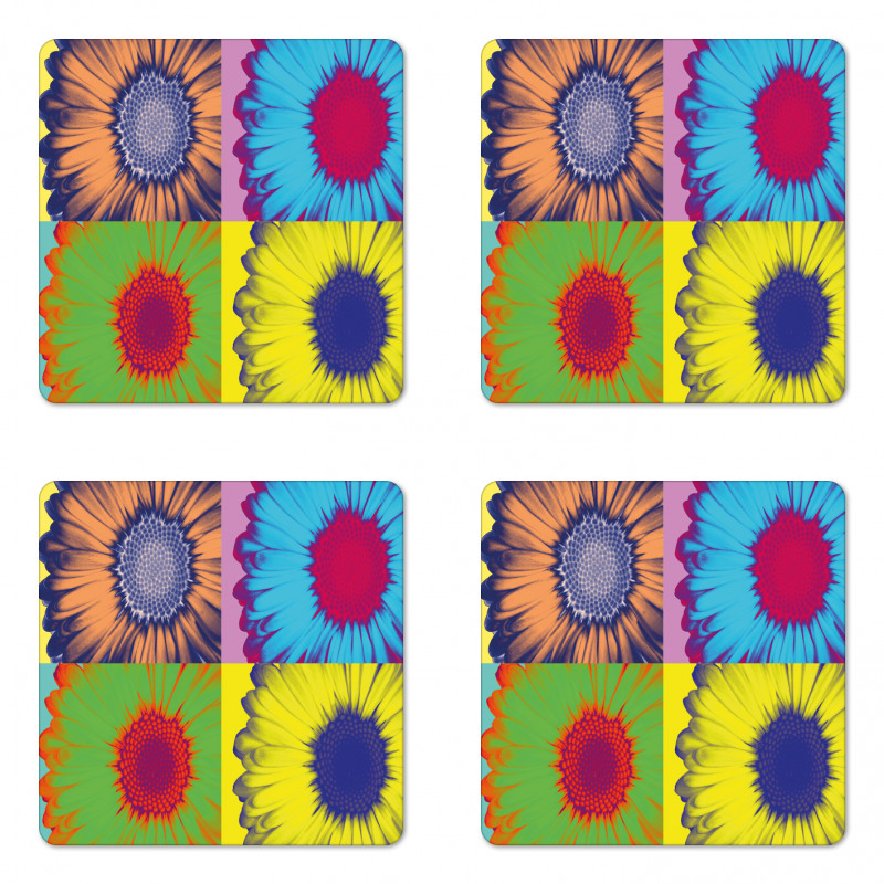 Daisy Flower Collage Coaster Set Of Four