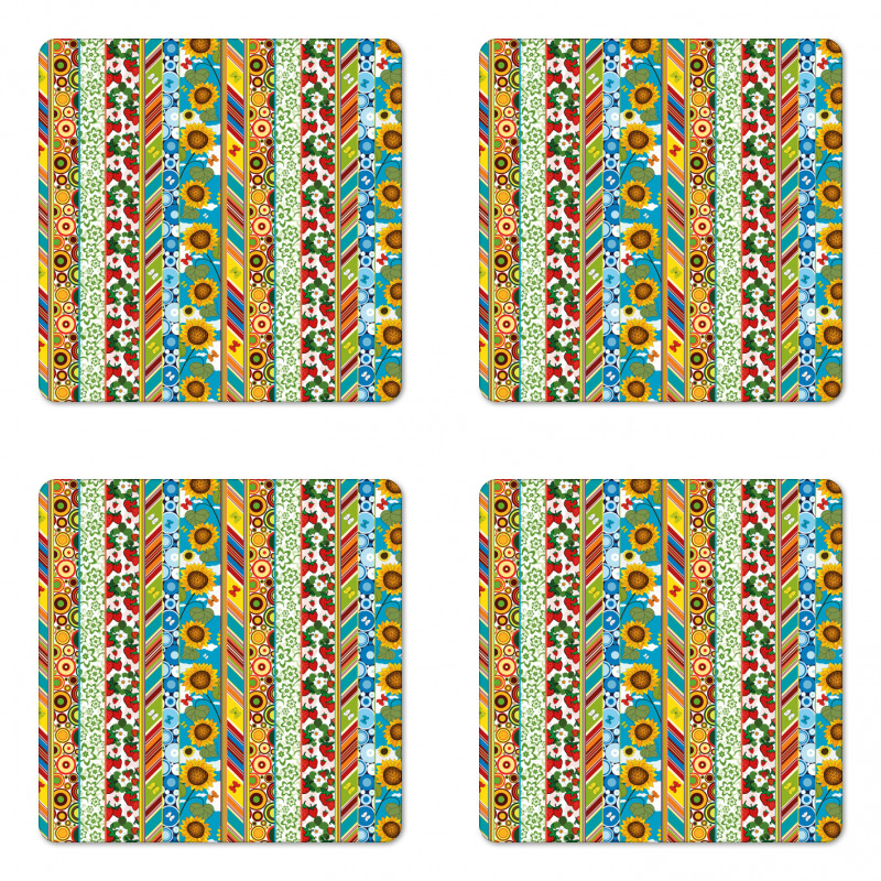 Patchwork Style Spring Coaster Set Of Four