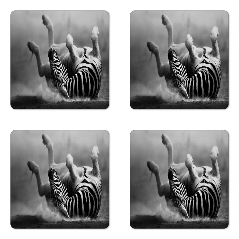 Savage Zebra Striped Coaster Set Of Four