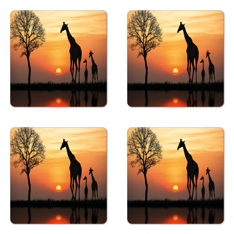 Giraffe in Wild Forest Coaster Set Of Four