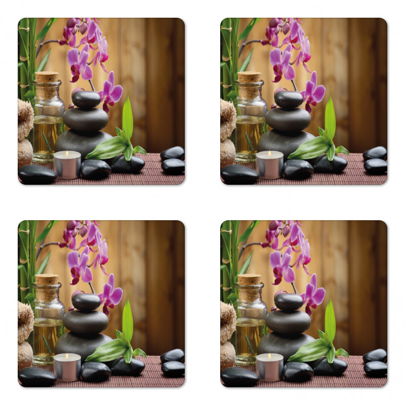 Warm Stones and Flowers Coaster Set Of Four