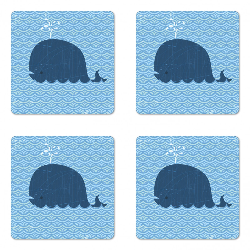Sea Animal Wavy Patterns Coaster Set Of Four