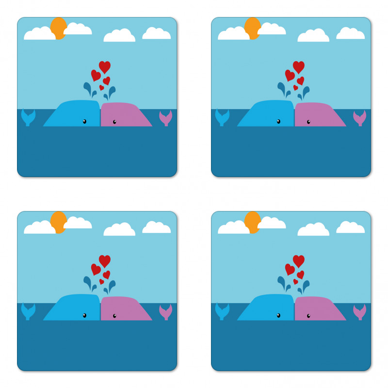 Lover Whales in Ocean Coaster Set Of Four