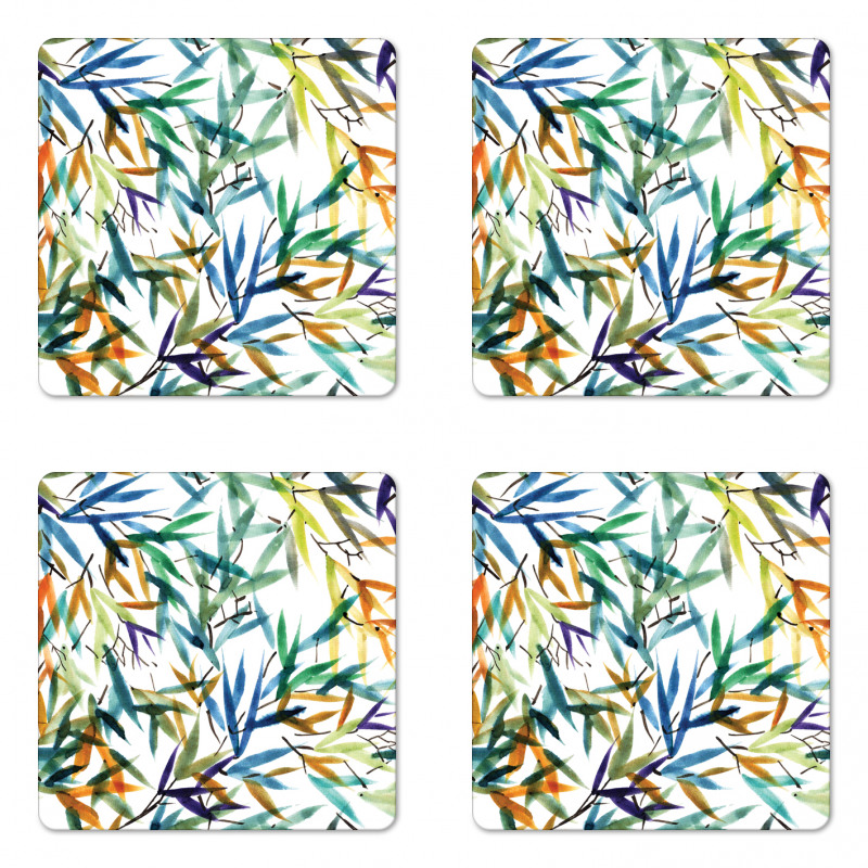 Bamboo Leaves Asian Coaster Set Of Four