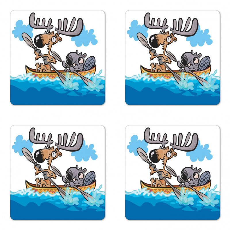 Native Animals Cartoon Coaster Set Of Four