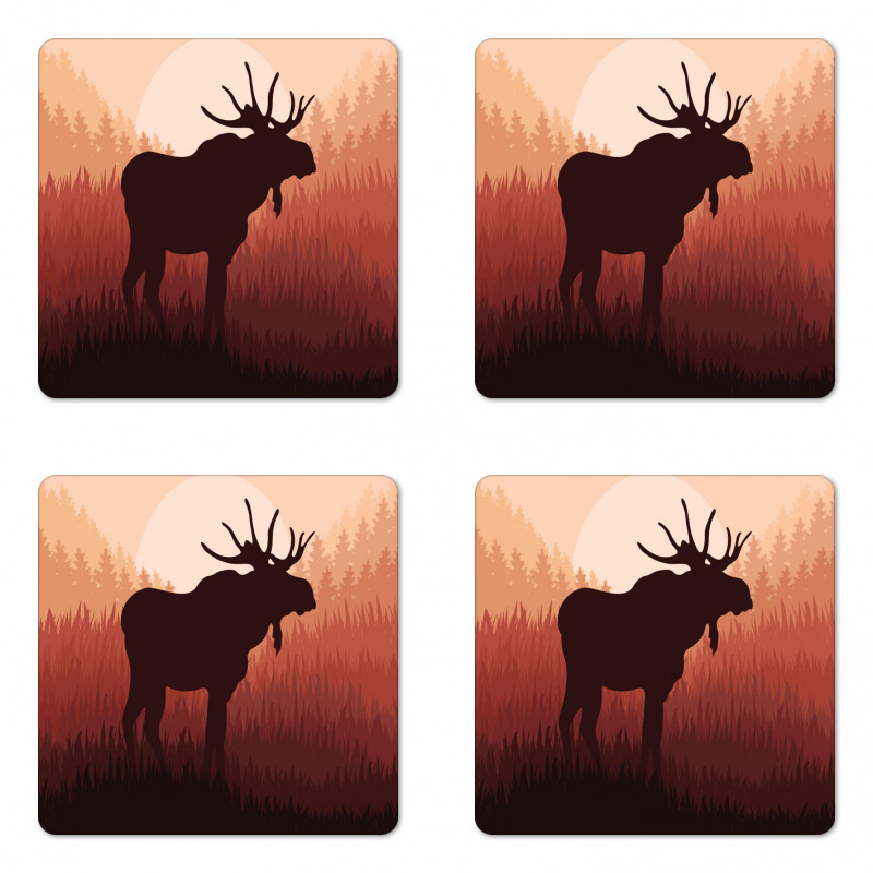 Forest Antlers Wild Deer Coaster Set Of Four