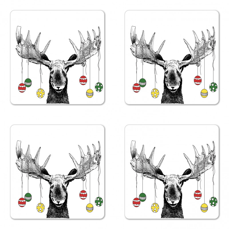 Sketchy Noel Ornament Coaster Set Of Four