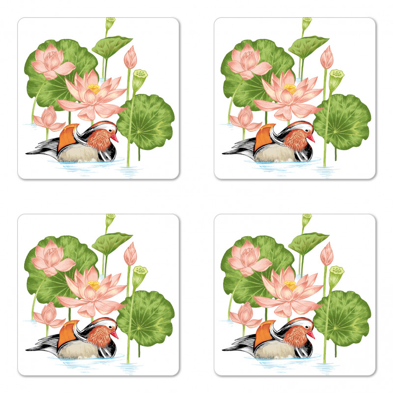 Mandarin in Pond Coaster Set Of Four