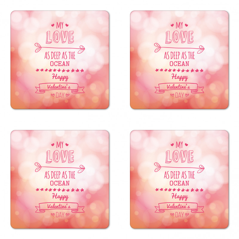 Pink Love Story Coaster Set Of Four