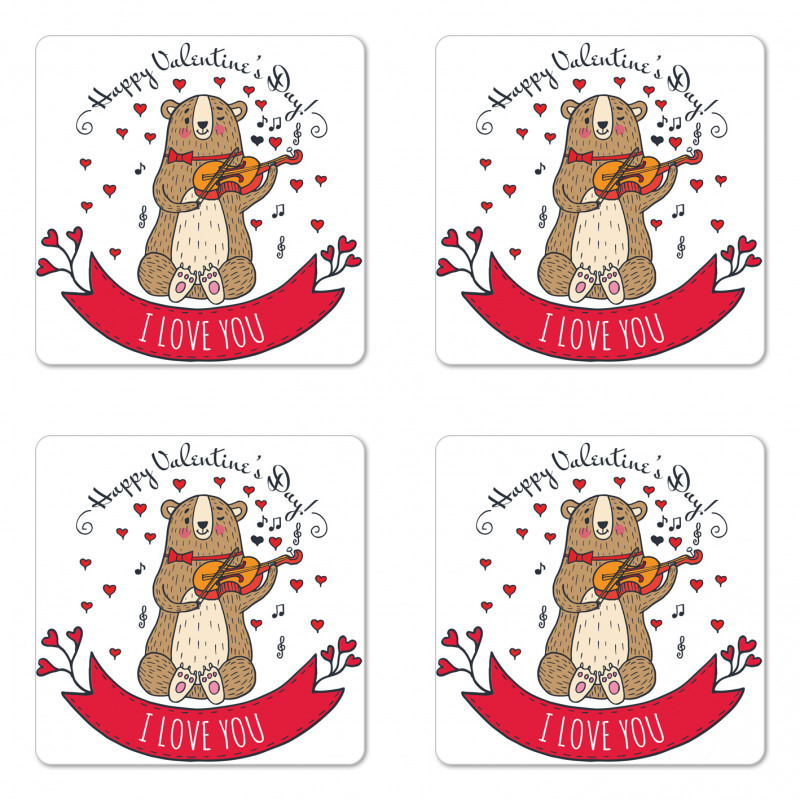 Bear and Violin Coaster Set Of Four