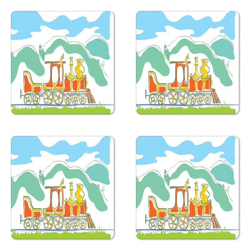 Small Old Train Coaster Set Of Four