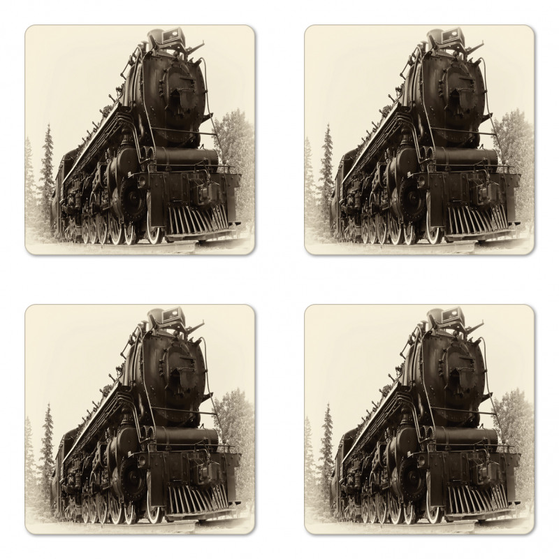 Antique Train Art Coaster Set Of Four