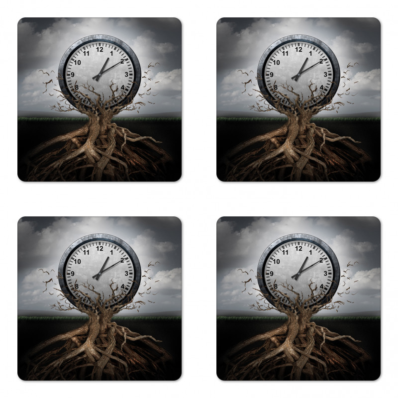 Clock Surrealist Coaster Set Of Four