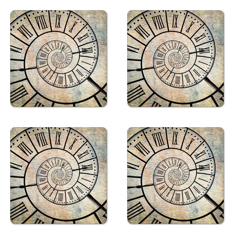 Roman Digit Time Spiral Coaster Set Of Four