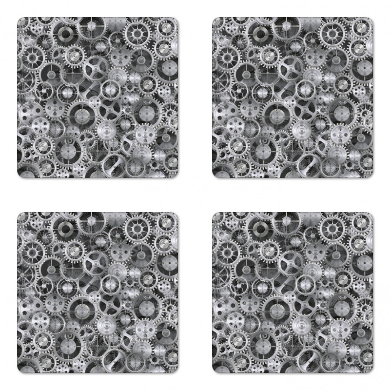 Clock Technologic Pattern Coaster Set Of Four