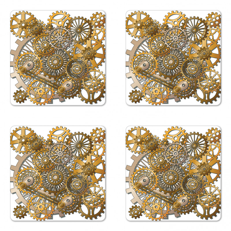 Steampunk Gears Design Coaster Set Of Four