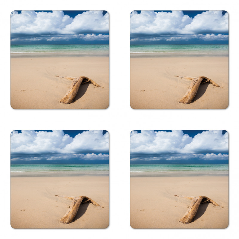 Sandy Beach and Clouds Coaster Set Of Four