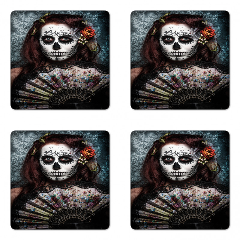 Skull Scary Mask Coaster Set Of Four