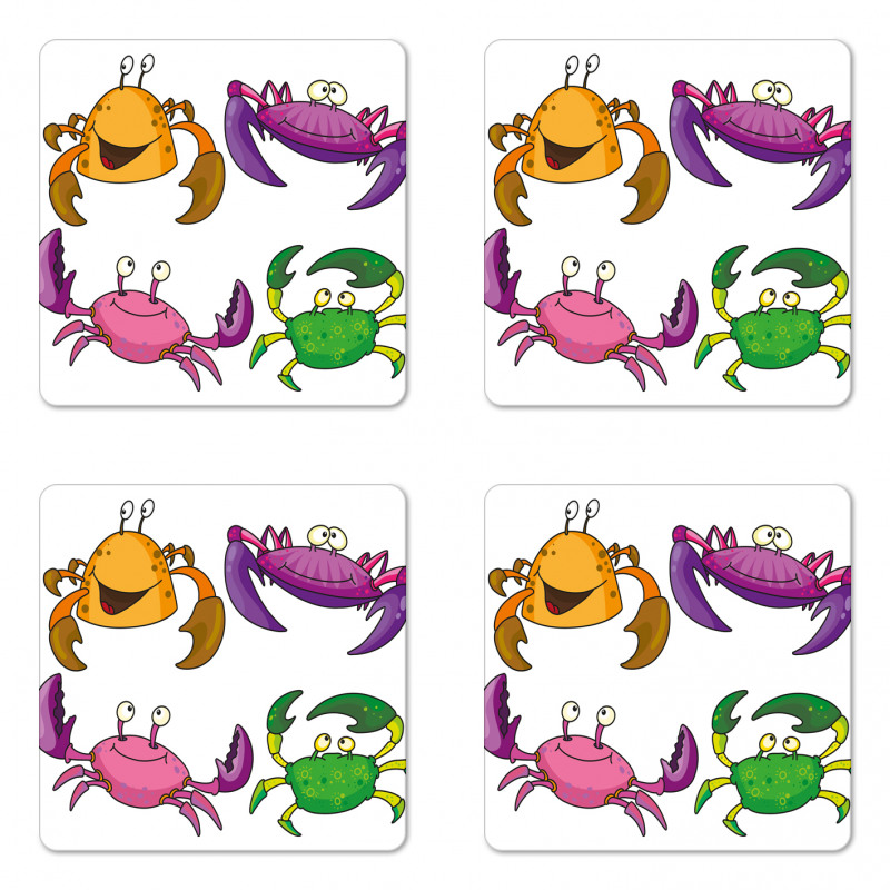 Funny Crabs Pattern Coaster Set Of Four