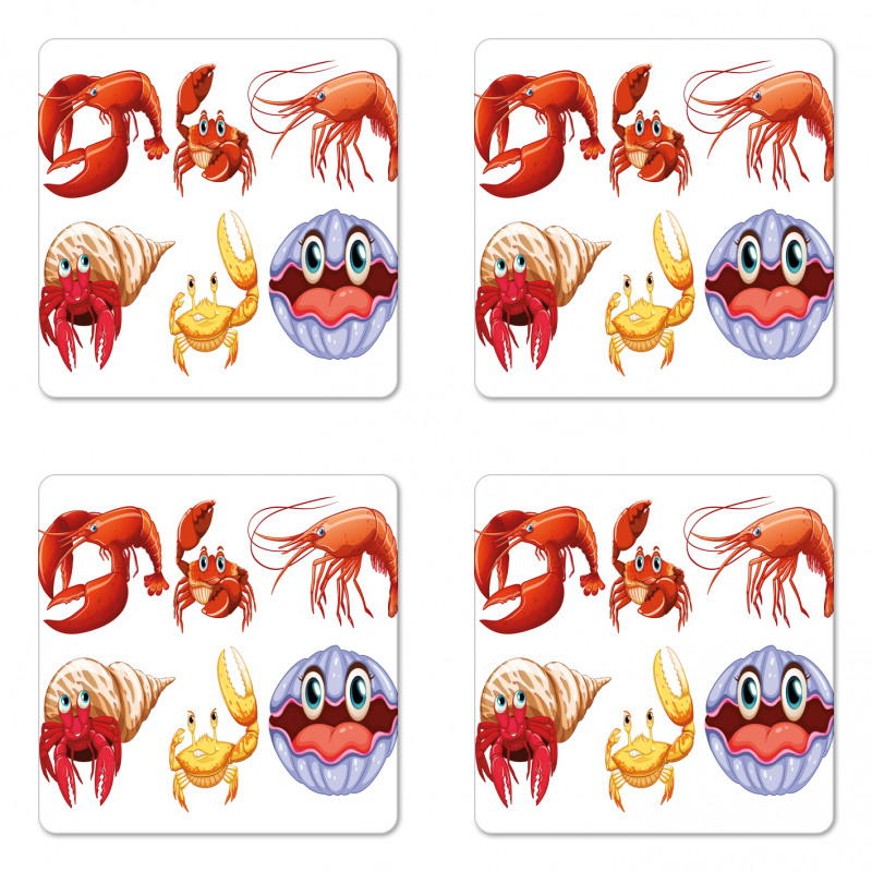 Crab Hermit Crab Lobster Coaster Set Of Four