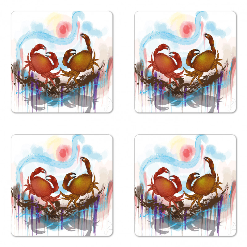 2 Crabs Dancing Sea Coaster Set Of Four