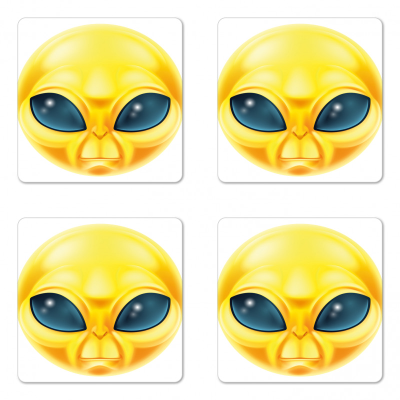 Alien Space Smiley Face Coaster Set Of Four