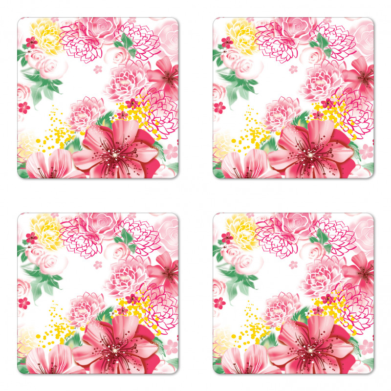 Flowers and Dots Coaster Set Of Four