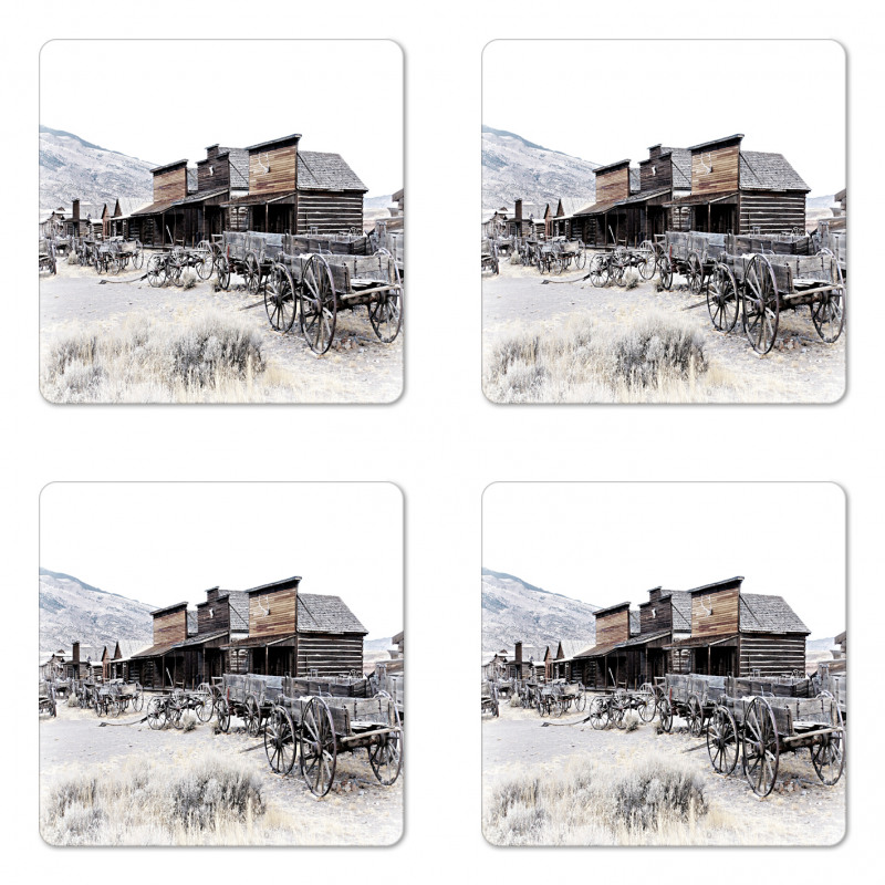 Old Wooden 20s Town Coaster Set Of Four
