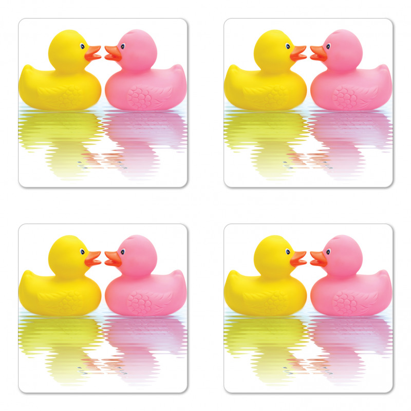 Duck Couple in Love Coaster Set Of Four