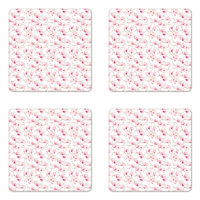 Romantic Spring Apple Blossom Coaster Set Of Four