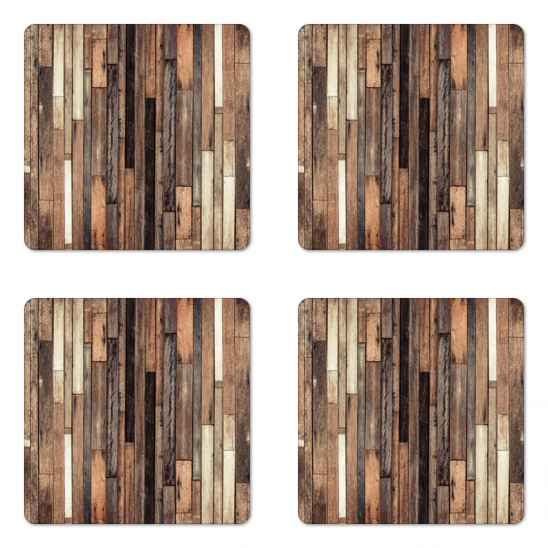 Old Floor Rustic Style Coaster Set Of Four