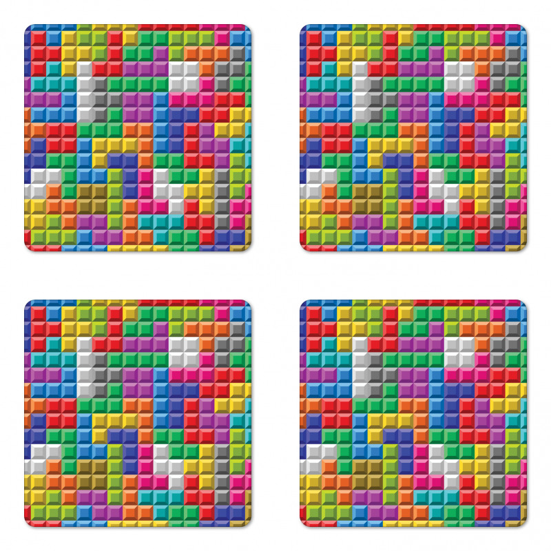 Colorful Blocks Art Coaster Set Of Four