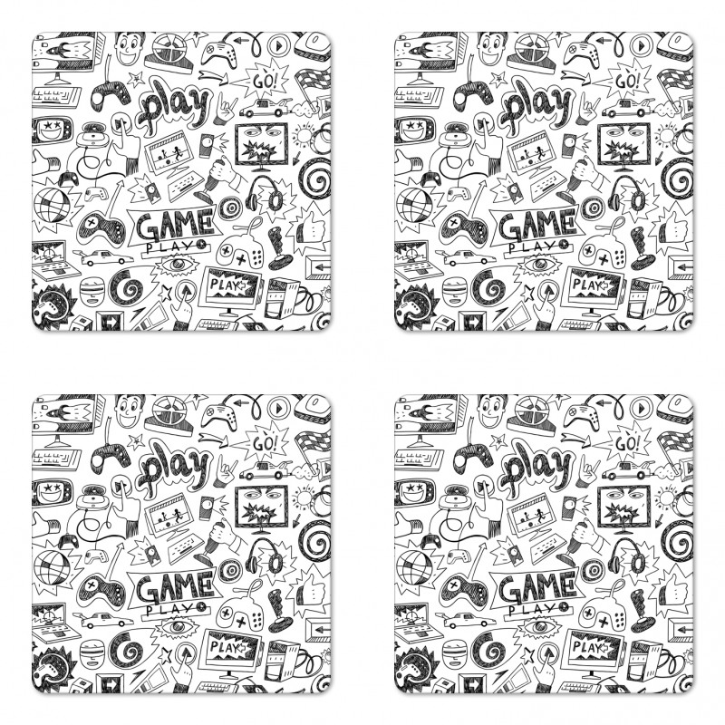 Sketch Style Gaming Coaster Set Of Four