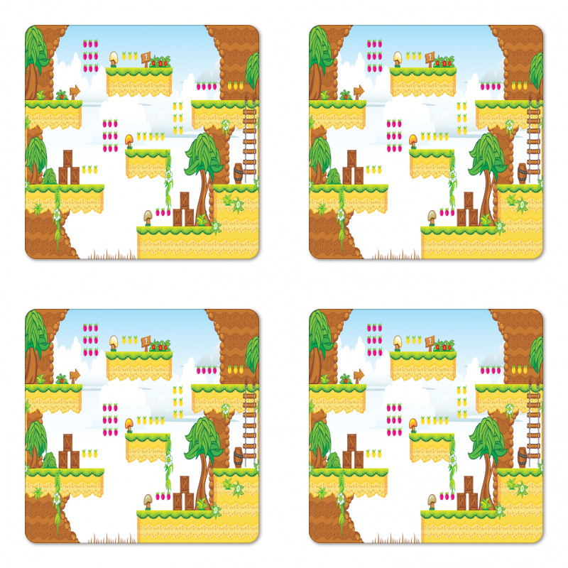 Cartoon Retro Kids Coaster Set Of Four