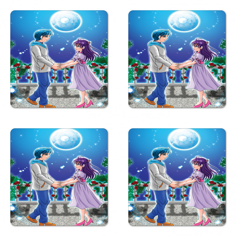 Romantic Manga Couple Coaster Set Of Four