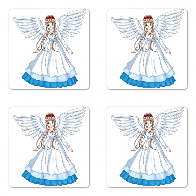 Cartoon with Angel Wings Coaster Set Of Four