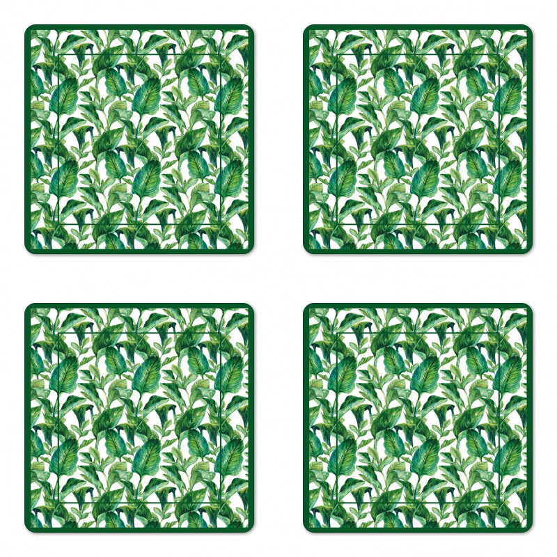 Large Tropical Leaves Coaster Set Of Four