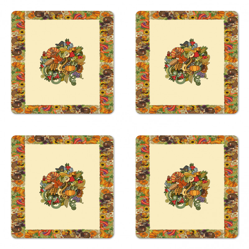 Pumpkin Wreath Bow Coaster Set Of Four