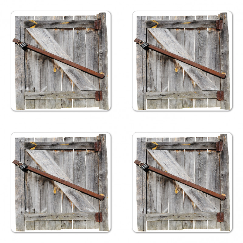 Aged Wooden Barn Door Coaster Set Of Four