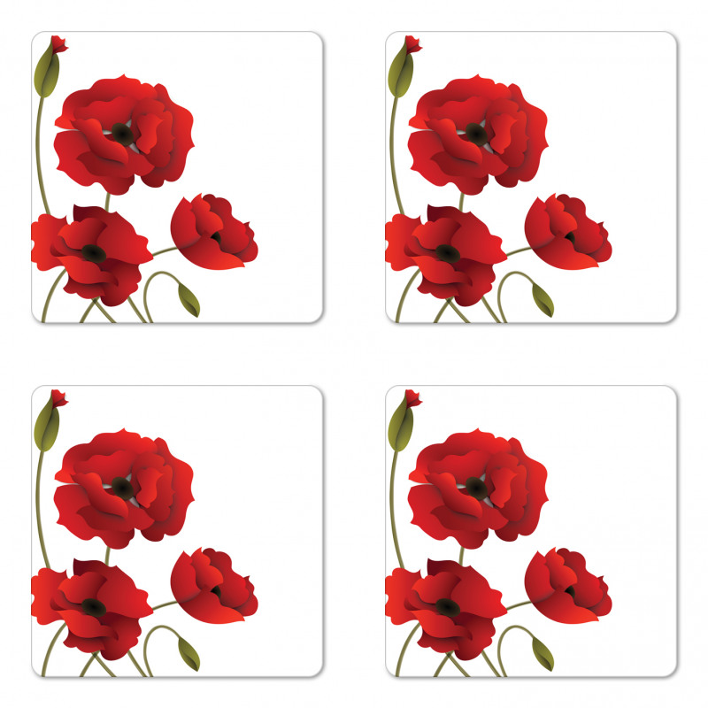 Flowers Petals and Buds Coaster Set Of Four