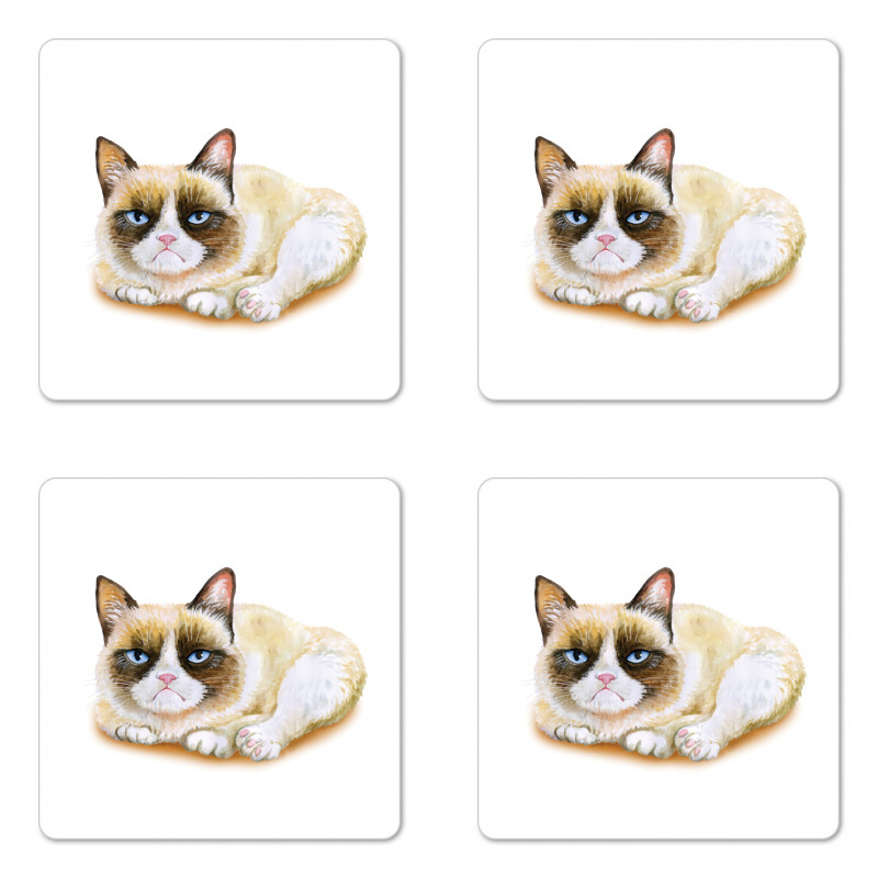 Grumpy Angry Cat Love Coaster Set Of Four