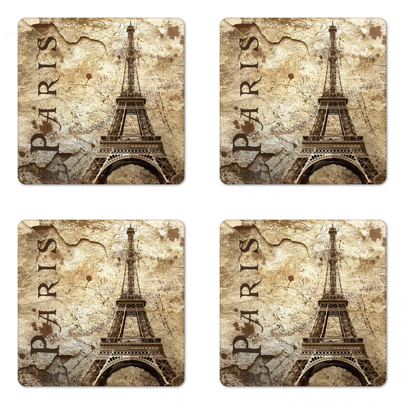 Eiffel Tower on Grunge Wall Coaster Set Of Four