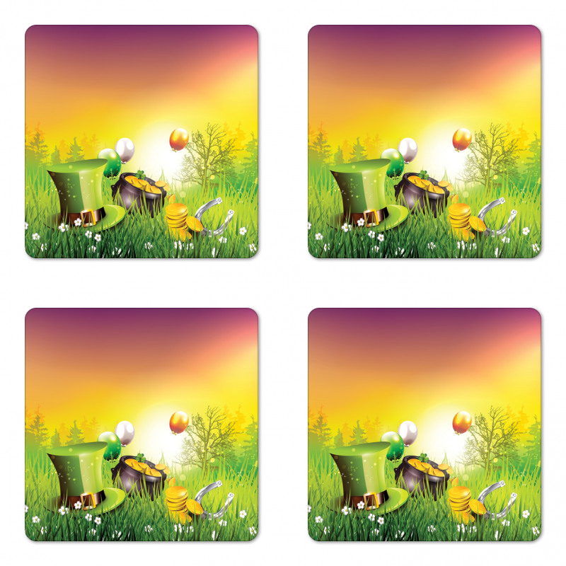 Balloons Hat Gold Coaster Set Of Four