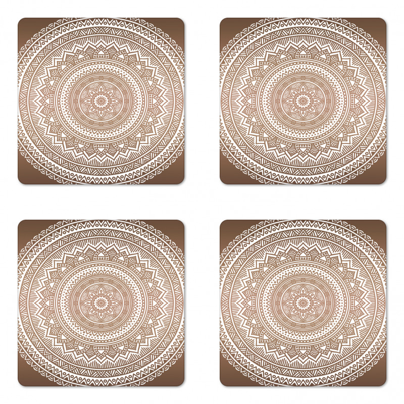 Detailed Round Flower Coaster Set Of Four