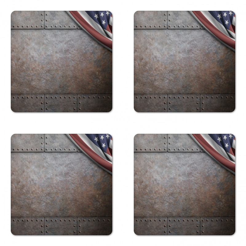 USA Iron Armor Plaque Coaster Set Of Four