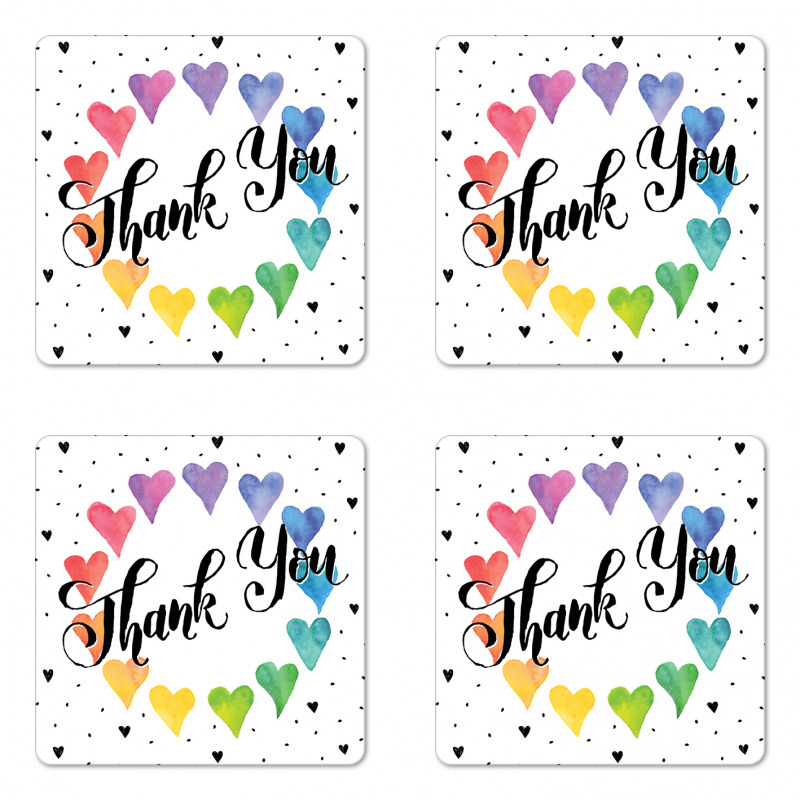 Thank You Words Color Coaster Set Of Four