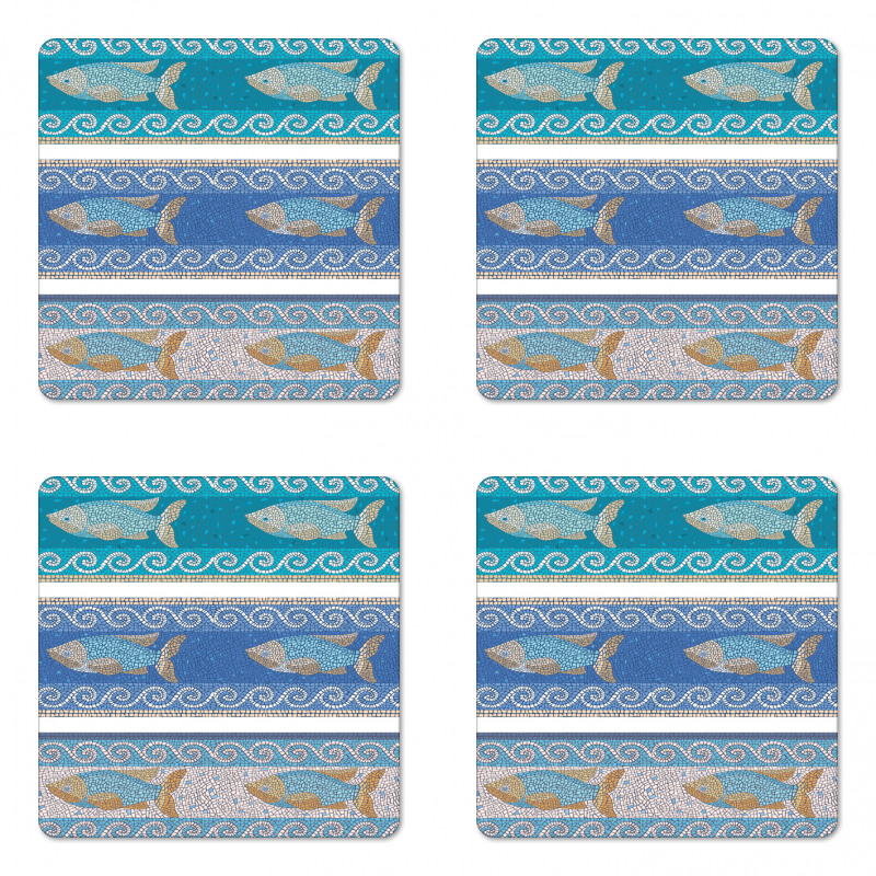 Marine Style Pattern Coaster Set Of Four